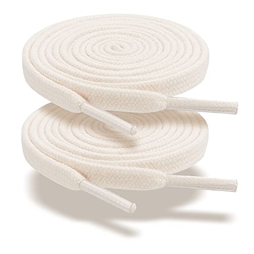 ZHENTOR [2 Pairs] Flat Athletic Shoe Laces - Cotton Shoelaces for Sport Canvas Shoes and 70S Replacement Sneakers (55, Beige)