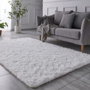 TABAYON Extra Large Shag Area Rug, 9x12 Feet Ivory Indoor Ultra Soft Plush Rugs for Living Room, Non-Skid Modern Nursery Faux Fur Rugs for Home Decor