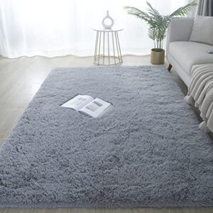 gerbit shag area rug 9x12 feet soft indoor rectangular rugs carpet modern luxury plush rugs for living room home decor gray