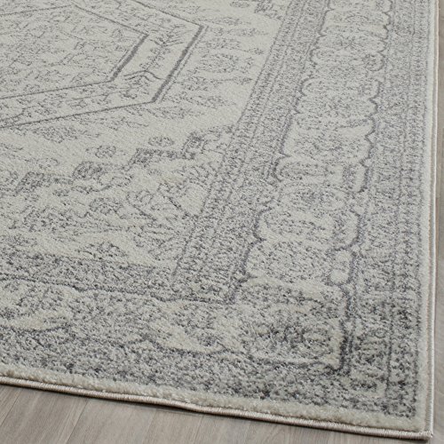 SAFAVIEH Adirondack Collection Area Rug - 9' x 12', Ivory & Silver, Oriental Medallion Design, Non-Shedding & Easy Care, Ideal for High Traffic Areas in Living Room, Bedroom (ADR108B)