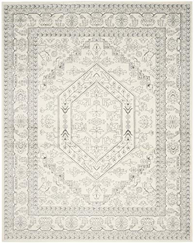 SAFAVIEH Adirondack Collection Area Rug - 9' x 12', Ivory & Silver, Oriental Medallion Design, Non-Shedding & Easy Care, Ideal for High Traffic Areas in Living Room, Bedroom (ADR108B)