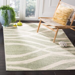 safavieh adirondack collection area rug - 9' x 12', sage & cream, modern wave distressed design, non-shedding & easy care, ideal for high traffic areas in living room, bedroom (adr125x)