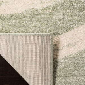 SAFAVIEH Adirondack Collection Area Rug - 9' x 12', Sage & Cream, Modern Wave Distressed Design, Non-Shedding & Easy Care, Ideal for High Traffic Areas in Living Room, Bedroom (ADR125X)