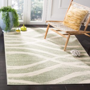 SAFAVIEH Adirondack Collection Area Rug - 9' x 12', Sage & Cream, Modern Wave Distressed Design, Non-Shedding & Easy Care, Ideal for High Traffic Areas in Living Room, Bedroom (ADR125X)