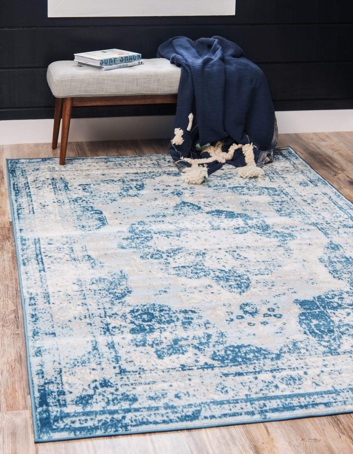 Unique Loom Sofia Collection Area Rug - Salle Garnier (9' x 12' 2" Rectangle, Blue/ Ivory)