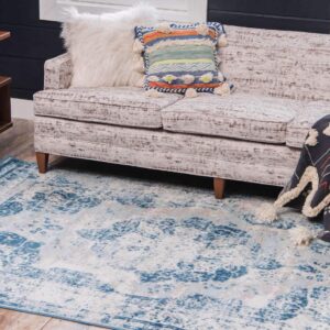 Unique Loom Sofia Collection Area Rug - Salle Garnier (9' x 12' 2" Rectangle, Blue/ Ivory)