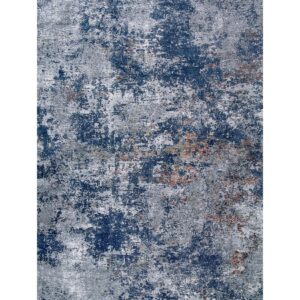 Area Rugs 9x12 Living Room: Large Machine Washable Area Rug with Non Slip Backing Non Shedding Abstract Stain Resistant Carpet for Bedroom Dining Room Nursery Home Office - Blue