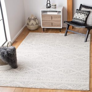 safavieh tulum collection area rug - 9' x 12', ivory & light grey, moroccan boho tribal design, non-shedding & easy care, ideal for high traffic areas in living room, bedroom (tul272g)