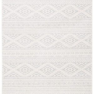 SAFAVIEH Tulum Collection Area Rug - 9' x 12', Ivory & Light Grey, Moroccan Boho Tribal Design, Non-Shedding & Easy Care, Ideal for High Traffic Areas in Living Room, Bedroom (TUL272G)