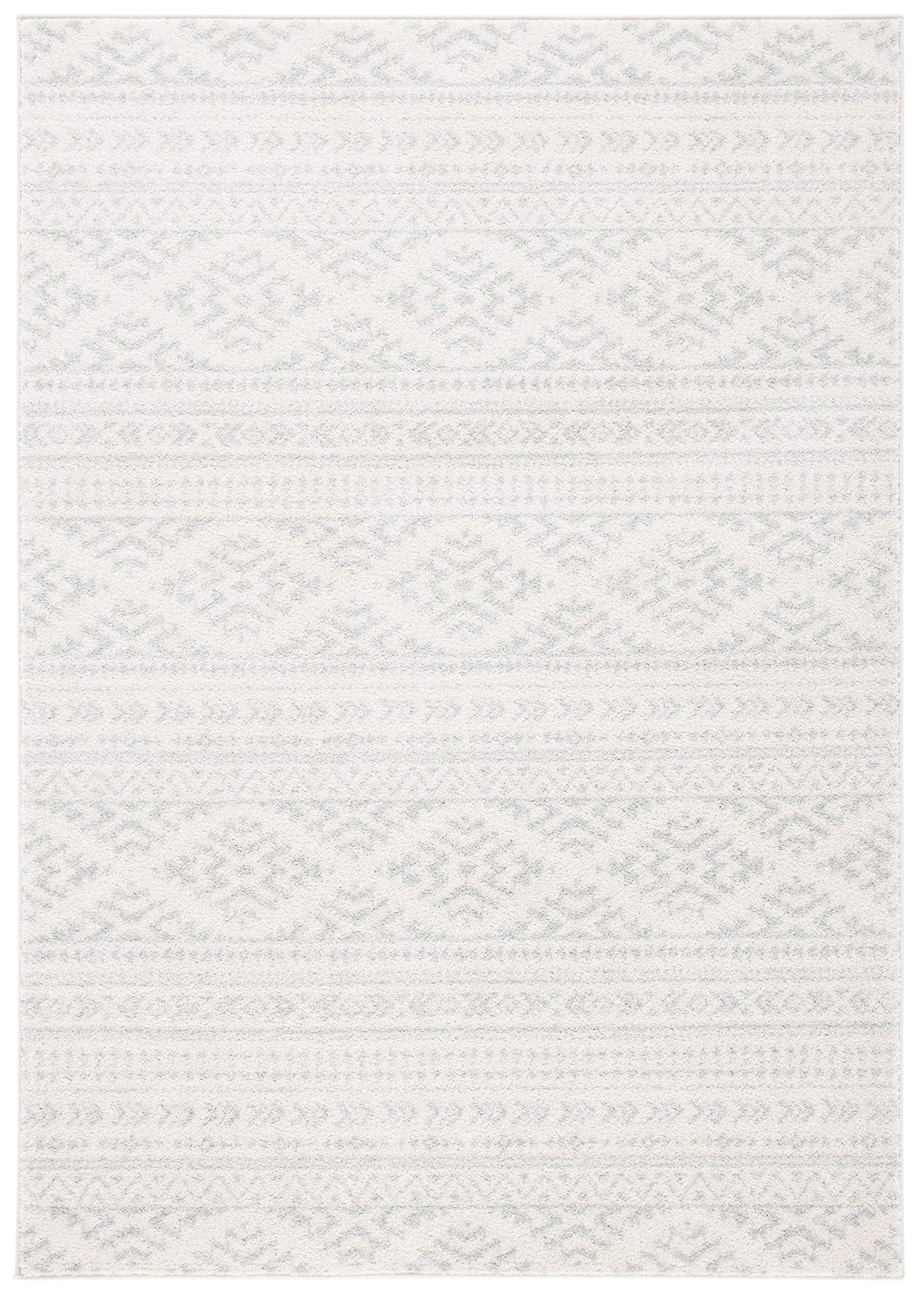 SAFAVIEH Tulum Collection Area Rug - 9' x 12', Ivory & Light Grey, Moroccan Boho Tribal Design, Non-Shedding & Easy Care, Ideal for High Traffic Areas in Living Room, Bedroom (TUL272G)