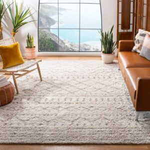 SAFAVIEH Arizona Shag Collection Area Rug - 9' x 12', Ivory & Beige, Moroccan Design, Non-Shedding & Easy Care, 1.6-inch Thick Ideal for High Traffic Areas in Living Room, Bedroom (ASG741A)