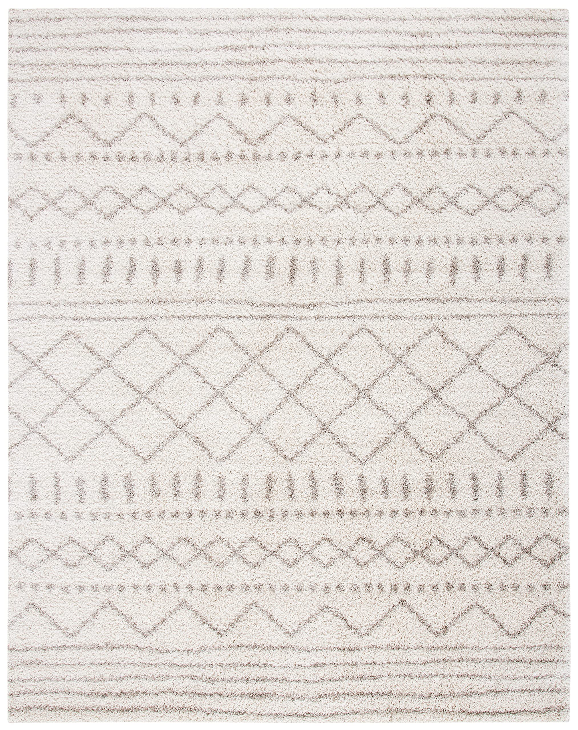 SAFAVIEH Arizona Shag Collection Area Rug - 9' x 12', Ivory & Beige, Moroccan Design, Non-Shedding & Easy Care, 1.6-inch Thick Ideal for High Traffic Areas in Living Room, Bedroom (ASG741A)