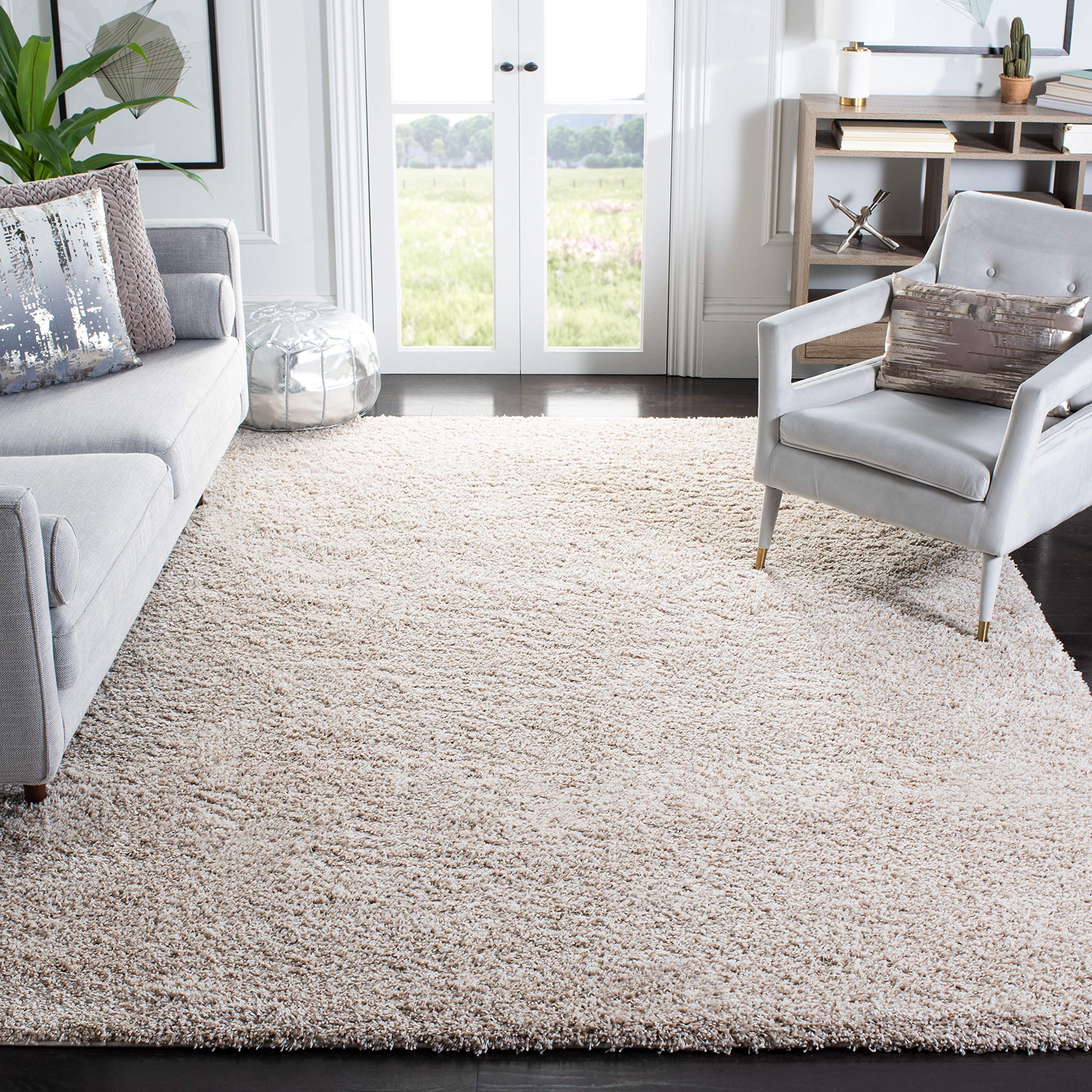 SAFAVIEH California Shag Collection Area Rug - 8'6" x 12', Beige, Non-Shedding & Easy Care, 2-inch Thick Ideal for High Traffic Areas in Living Room, Bedroom (SG151-1313)