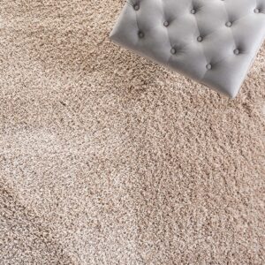 SAFAVIEH California Shag Collection Area Rug - 8'6" x 12', Beige, Non-Shedding & Easy Care, 2-inch Thick Ideal for High Traffic Areas in Living Room, Bedroom (SG151-1313)