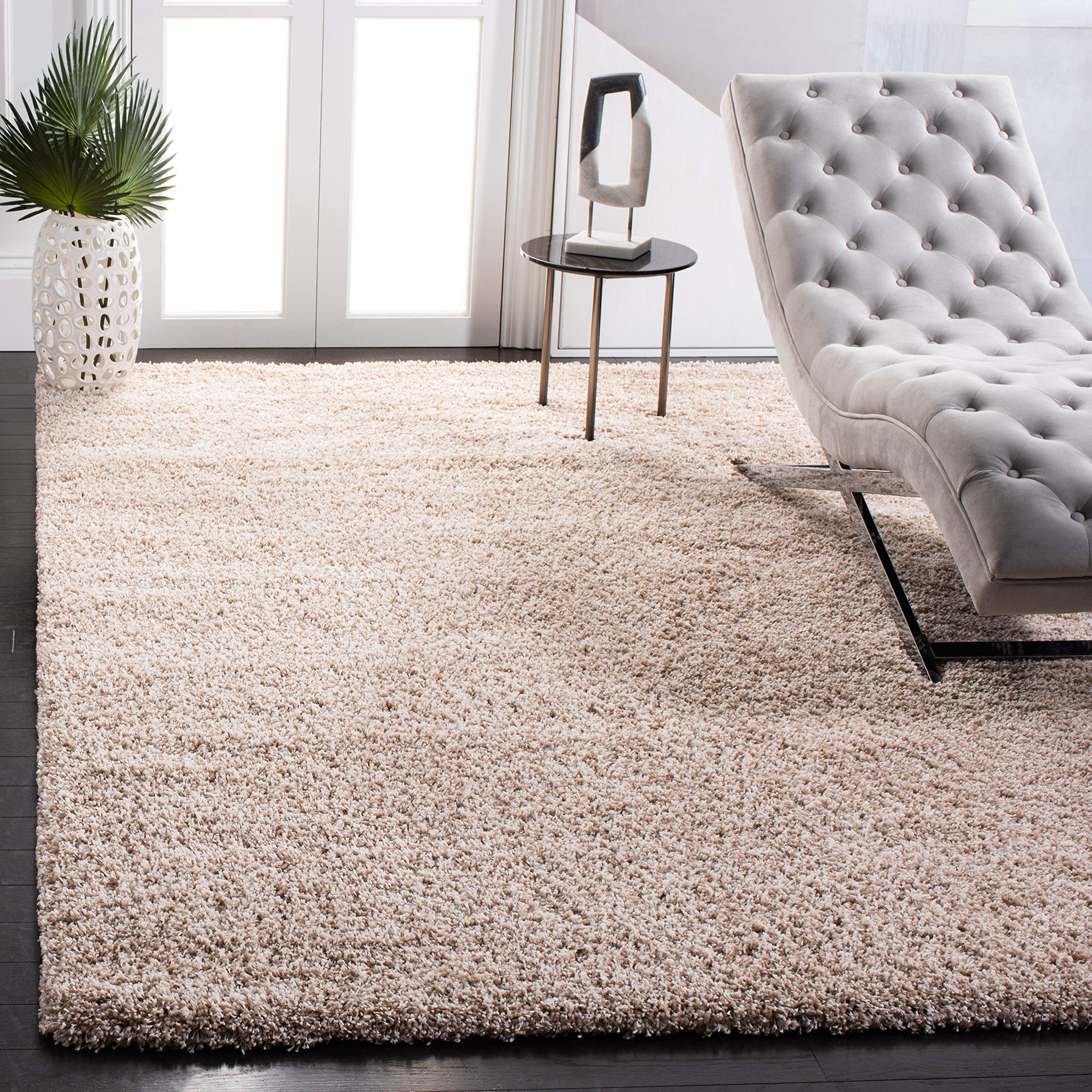 SAFAVIEH California Shag Collection Area Rug - 8'6" x 12', Beige, Non-Shedding & Easy Care, 2-inch Thick Ideal for High Traffic Areas in Living Room, Bedroom (SG151-1313)