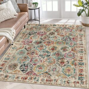 lahome area rugs 9x12 living room, large rugs for bedroom aesthetic, boho moroccan colorful soft non-slip non-shedding printed indoor carpet for dining room nursery kids playroom