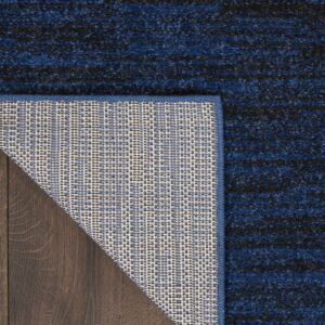 Nourison Essentials Indoor/Outdoor Midnight Blue 9' x 12' Area Rug, Easy Cleaning, Non Shedding, Bed Room, Living Room, Dining Room, Backyard, Deck, Patio (9x12)