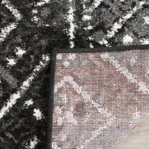 SAFAVIEH Adirondack Collection Area Rug - 9' x 12', Black & Silver, Moroccan Boho Distressed Design, Non-Shedding & Easy Care, Ideal for High Traffic Areas in Living Room, Bedroom (ADR111C)