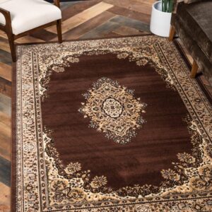 Unique Loom Reza Collection Traditional Persian Style Area Rug, 9 x 12 ft, Brown/Ivory