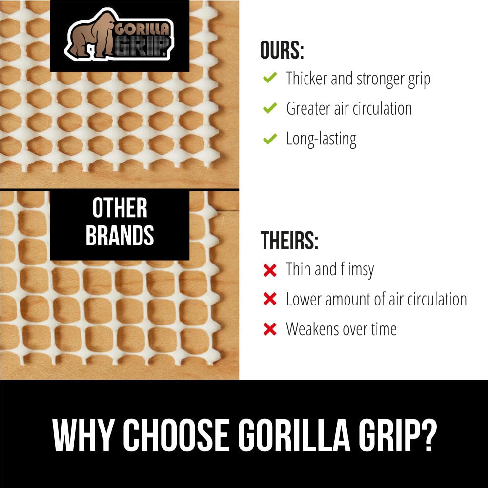 Gorilla Grip Extra Strong Rug Pad Gripper, 9x12 FT, Grips Keep Area Rugs Safe and in Place, Thick, Slip and Skid Resistant Pads for Hard Floors, Under Carpet Mat Cushion and Hardwood Floor Protection