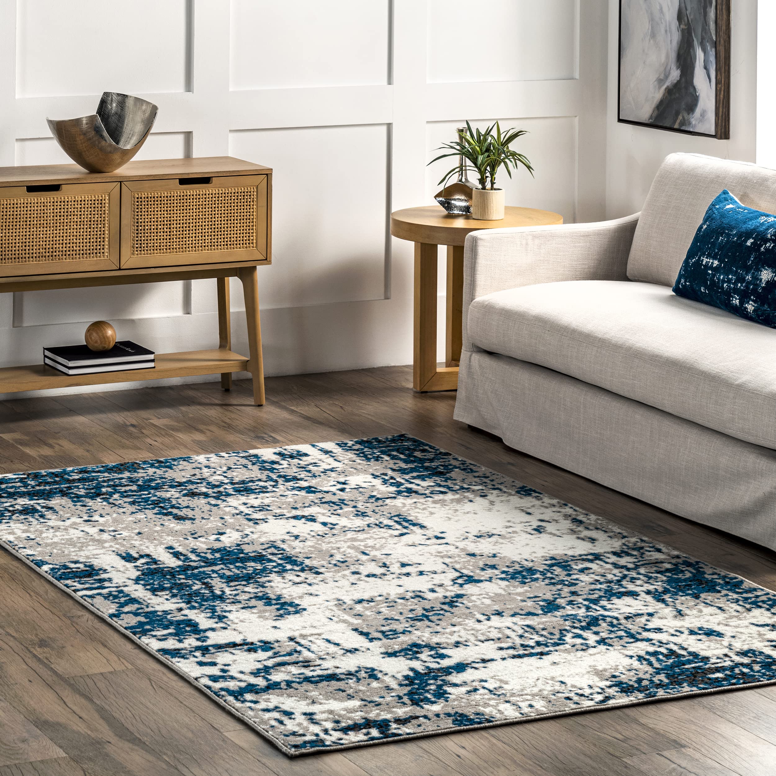 nuLOOM Indira Abstract Modern Area Rug, 9x12, Blue