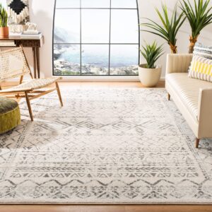 SAFAVIEH Tulum Collection Area Rug - 9' x 12', Ivory & Grey, Moroccan Boho Distressed Design, Non-Shedding & Easy Care, Ideal for High Traffic Areas in Living Room, Bedroom (TUL268A)