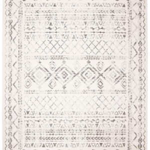 SAFAVIEH Tulum Collection Area Rug - 9' x 12', Ivory & Grey, Moroccan Boho Distressed Design, Non-Shedding & Easy Care, Ideal for High Traffic Areas in Living Room, Bedroom (TUL268A)