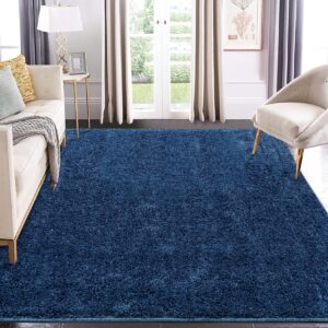 cozyloom large area rug, 9x12 modern shag rug soft fluffy large shaggy rug for living room bedroom thick indoor carpet dorm kids room indoor home decorative non-slip plush furry fur area rugs, navy