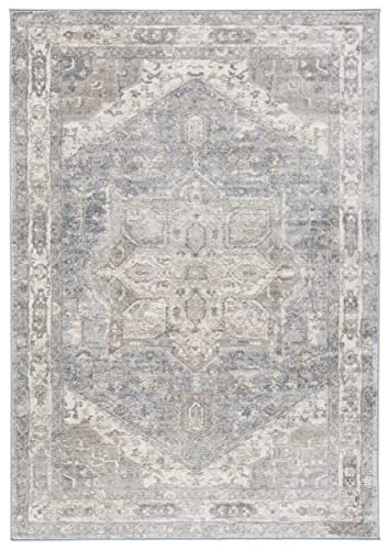 SAFAVIEH Brentwood Collection Area Rug - 9' x 12', Grey & Beige, Medallion Distressed Design, Non-Shedding & Easy Care, Ideal for High Traffic Areas in Living Room, Bedroom (BNT852F)