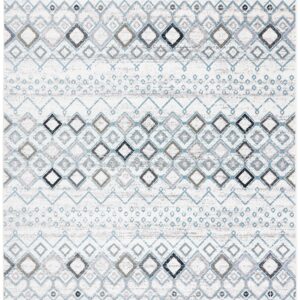 SAFAVIEH Amsterdam Collection Area Rug - 10' x 14', Ivory & Grey, Moroccan Boho Design, Non-Shedding & Easy Care, Ideal for High Traffic Areas in Living Room, Bedroom (AMS108A)