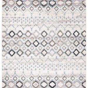 SAFAVIEH Amsterdam Collection Area Rug - 10' x 14', Ivory & Grey, Moroccan Boho Design, Non-Shedding & Easy Care, Ideal for High Traffic Areas in Living Room, Bedroom (AMS108A)