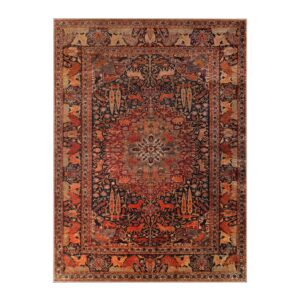 Superior Large Indoor Area Rug, Modern Floor Decor for Living/Dining, Bedroom, Kitchen, Office, Entry, Flat-Weave, Medallion, Wildlife, Cotton Backing, Copley Collection, 10' x 14', Brown