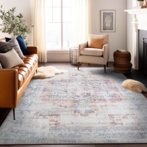 Rugshop Bohemian Distressed Stain Resistant Flat Weave Eco Friendly Premium Recycled Machine Washable Area Rug 10'x14' Rust