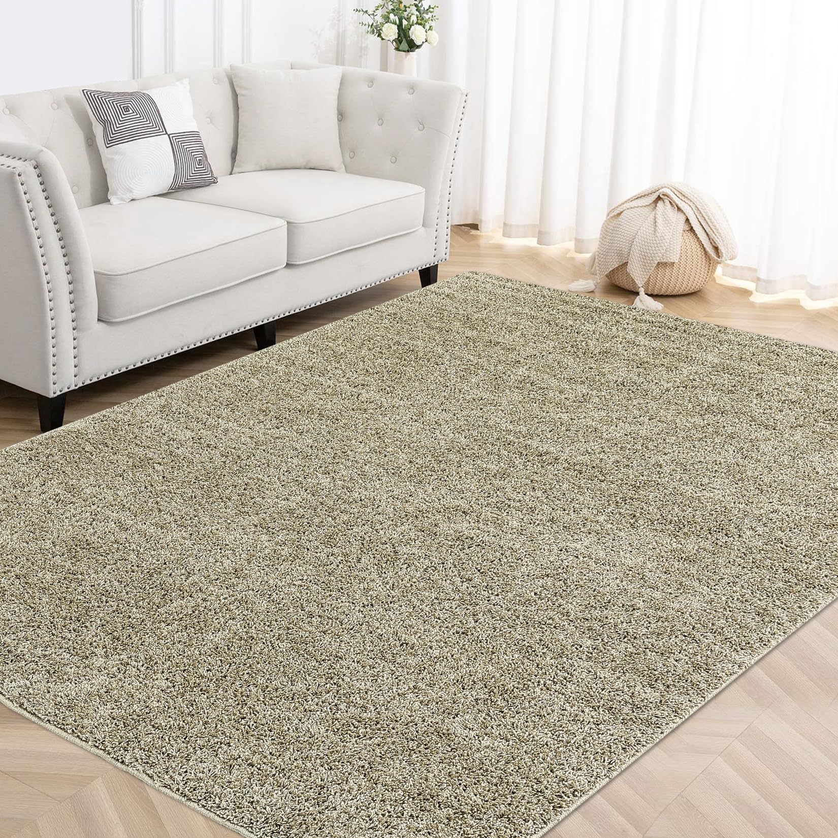 GlowSol Area Rug 9x12 Shag Rugs Fuzzy Plush Rug Large Rug Stain Resistant Carpet Shag Non Slip Area Rug for Living Room, Bedroom, Dining Room Pet Friendly High Traffic Non-Shedding Rugs