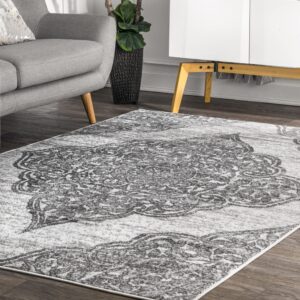 nuLOOM Transitional Floral Jeannette Area Rug, 9x12, Grey