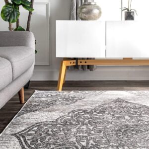 nuLOOM Transitional Floral Jeannette Area Rug, 9x12, Grey