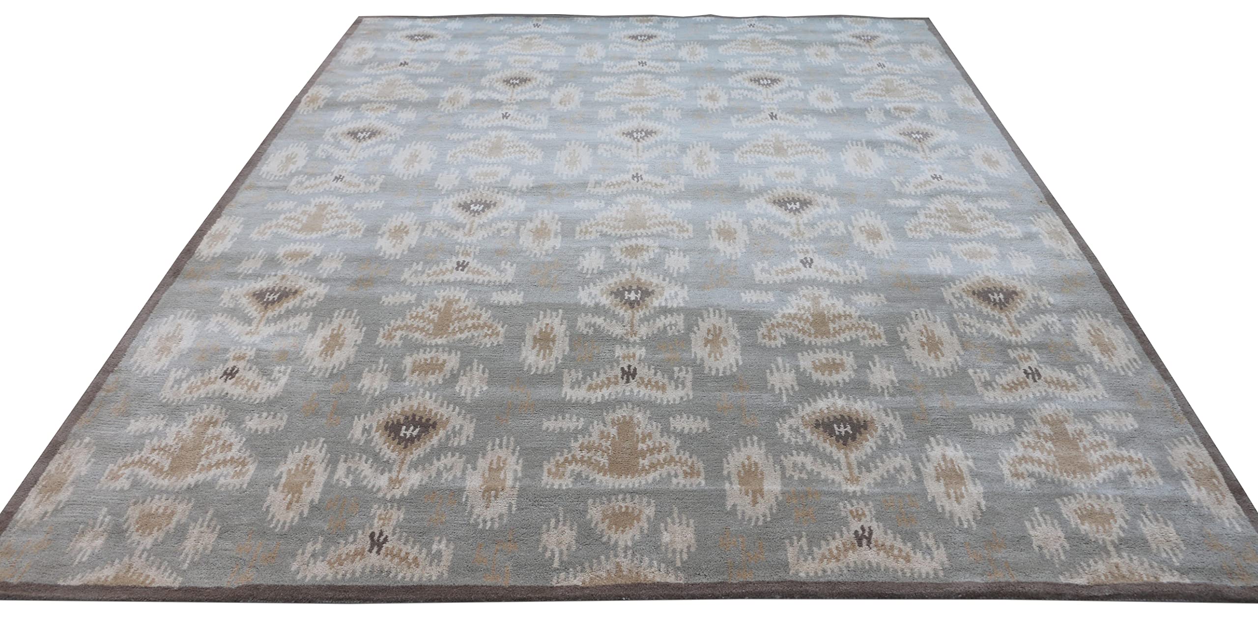 Wallard Design Marchesa Gray Traditional Oriental Style Handmade 100% Wool Rugs & Carpets (9x12)