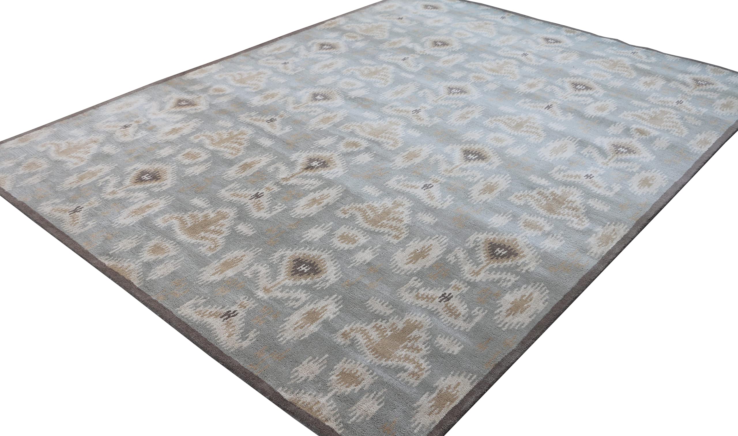 Wallard Design Marchesa Gray Traditional Oriental Style Handmade 100% Wool Rugs & Carpets (9x12)