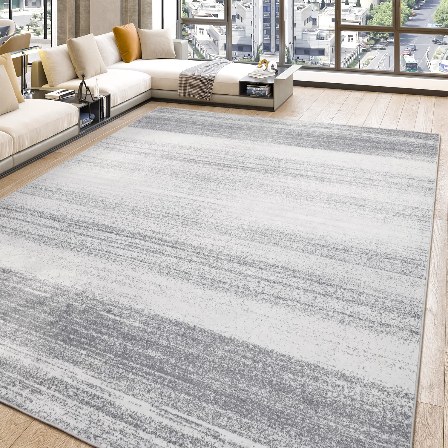 Non Slip Area Rug 9x12 Feet Modern Rug Abstract Indoor Rugs Washable Neutral Carpet for Bedroom Decor, Livingroom Decoration Ideas, Play Room