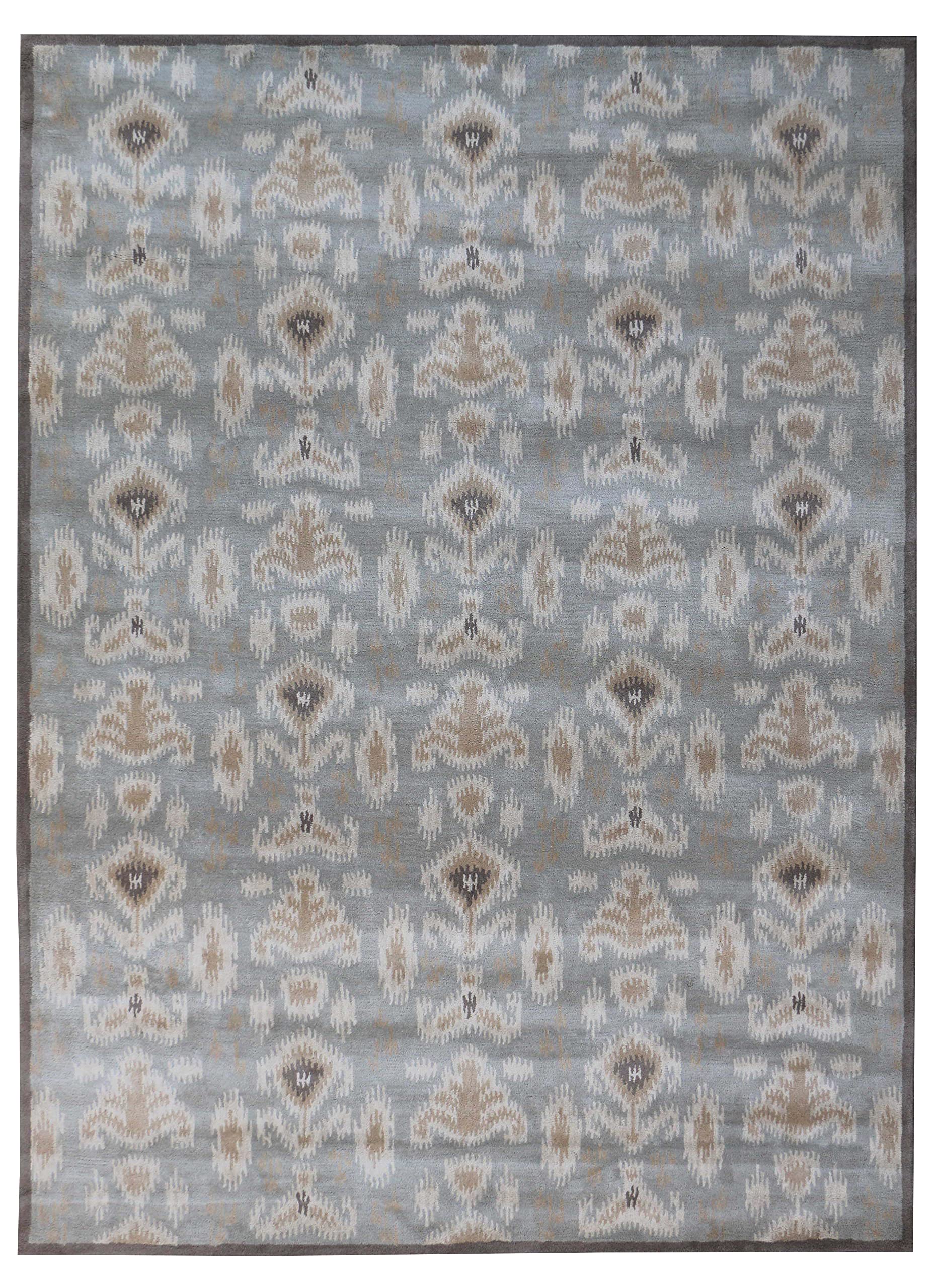 Wallard Design Marchesa Gray Traditional Oriental Style Handmade 100% Wool Rugs & Carpets (9x12)