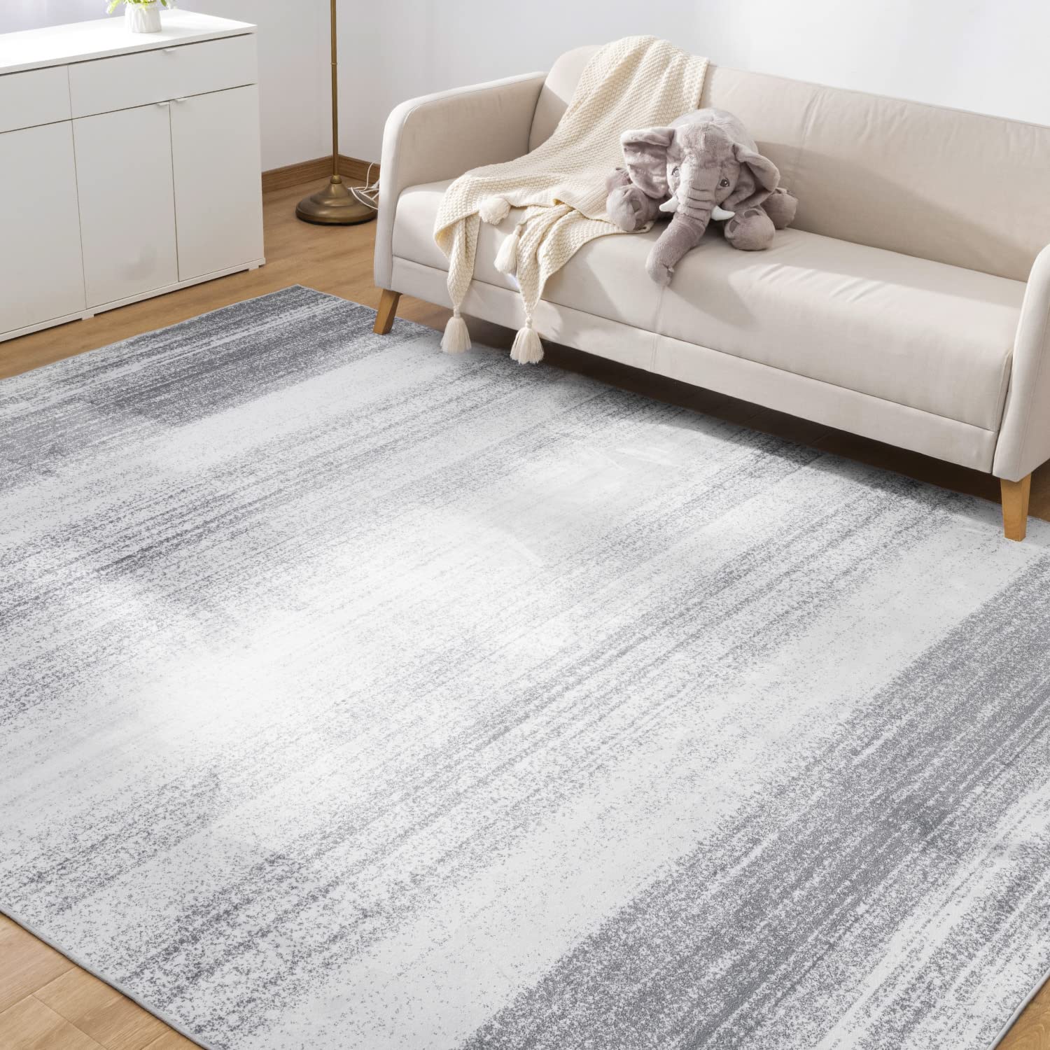 Non Slip Area Rug 9x12 Feet Modern Rug Abstract Indoor Rugs Washable Neutral Carpet for Bedroom Decor, Livingroom Decoration Ideas, Play Room