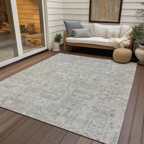 Addison Rugs Chantille ACN611 Taupe 9' x 12' Indoor Outdoor Area Rug, Easy Clean, Machine Washable, Non Shedding, Bedroom, Living Room, Dining Room, Kitchen, Patio Rug