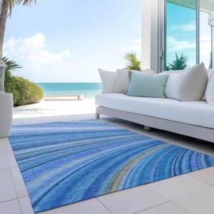 Addison Rugs Chantille ACN585 Blue 9' x 12' Indoor Outdoor Area Rug, Easy Clean, Machine Washable, Non Shedding, Bedroom, Living Room, Dining Room, Kitchen, Patio Rug