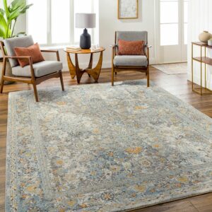 mark&day area rugs, 9x12 emili traditional light gray area rug, grey ivory green carpet for living room, bedroom or kitchen (9' x 12'2")