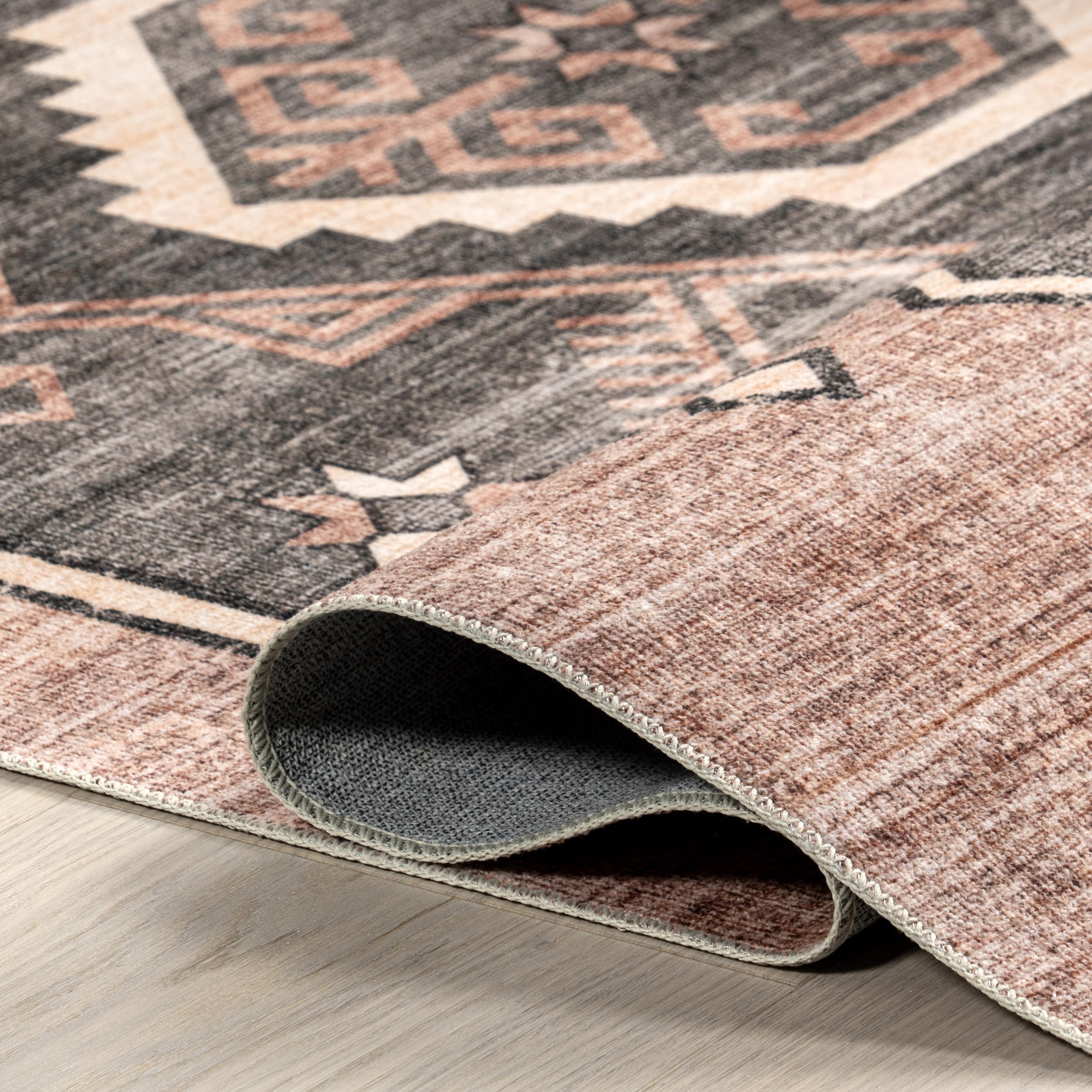 Rugs USA x Lauren Liess Sagebrush Geometric Machine Washable Area Rug, 9' x 12', Blush