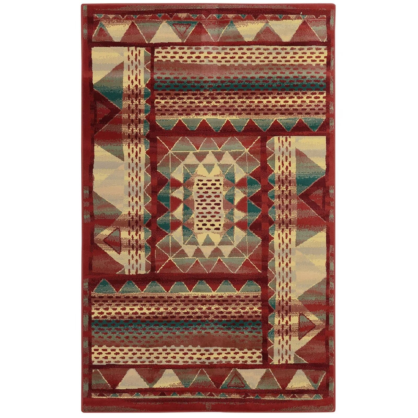 COZYLOOM 9x12 Area Rug Vintage Tribal Distressed Rug Bohemian Farmhouse Rustic Geometric Rug Non Slip Non-Shedding Low Pile Accent Rug Indoor Fluffy Boho Carpet for Living Room Bedroom Home Office