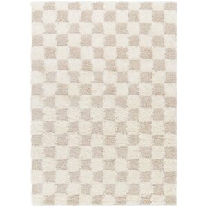 Livabliss Hapsburg Checkered High Low Shag Area Rug, 9'2" x 12' (9' x 12'), Light Beige/Cream