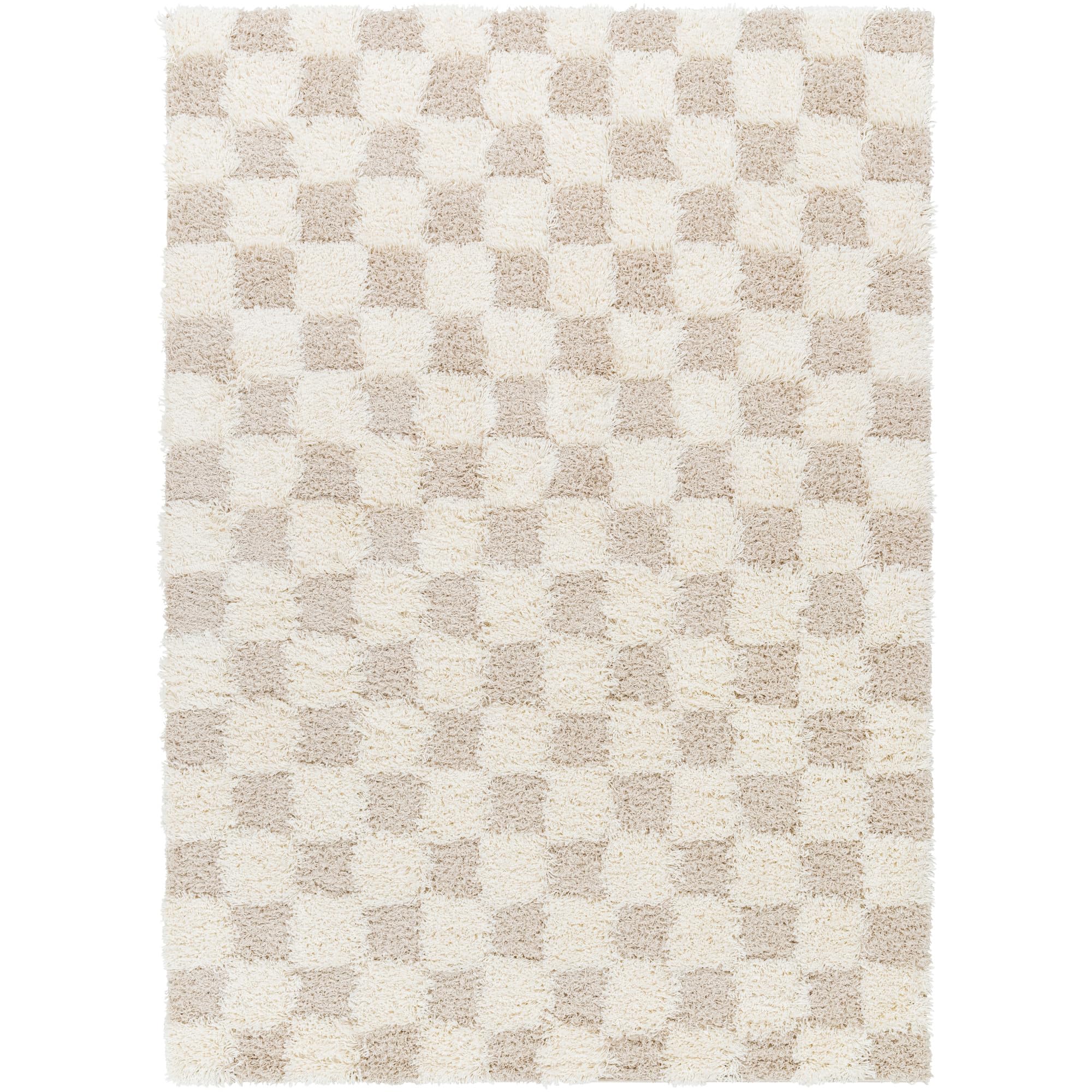 Livabliss Hapsburg Checkered High Low Shag Area Rug, 9'2" x 12' (9' x 12'), Light Beige/Cream