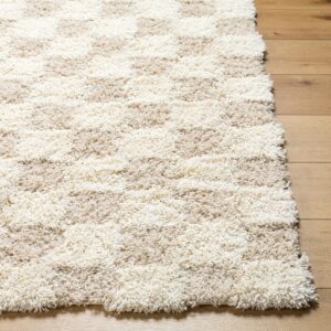 Livabliss Hapsburg Checkered High Low Shag Area Rug, 9'2" x 12' (9' x 12'), Light Beige/Cream