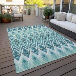 Addison Rugs Chantille ACN617 Teal 9' x 12' Indoor Outdoor Area Rug, Easy Clean, Machine Washable, Non Shedding, Bedroom, Living Room, Dining Room, Kitchen, Patio Rug